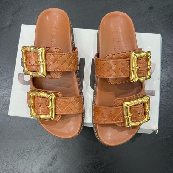 Schutz Enola Woven Sandal in Miele Size 7 - Picture 2 of 5